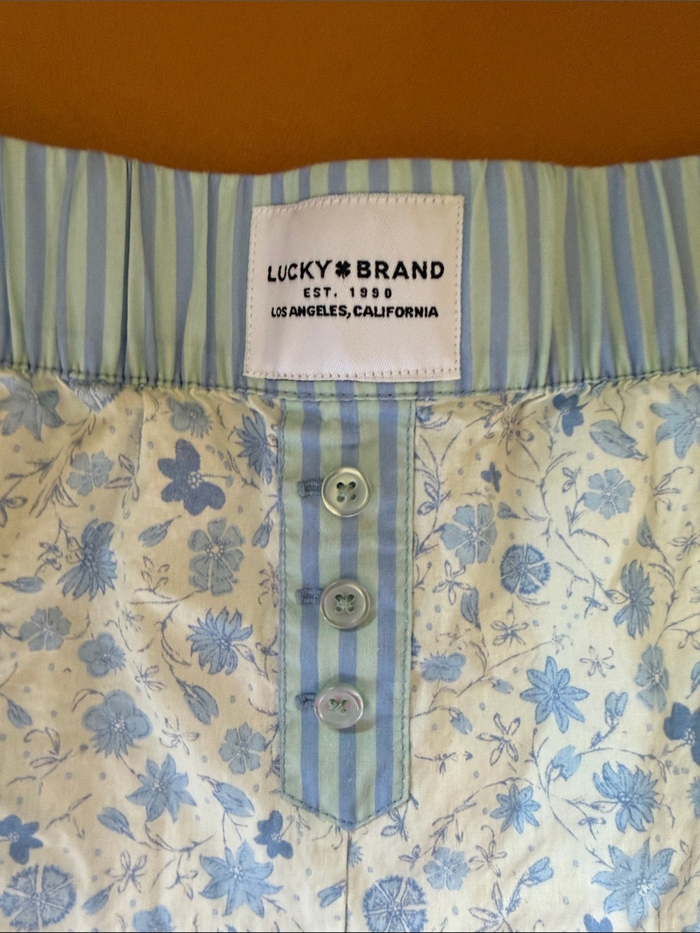 Lucky Brand Blue and White Floral Cotton Pajama Shorts - Picture 2 of 4
